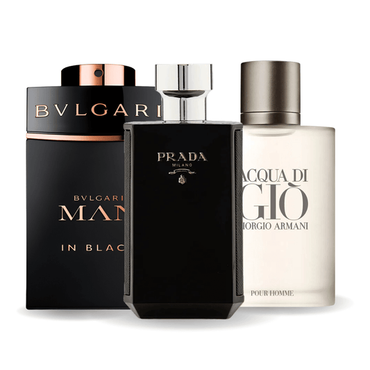 Sada 3 parfémů – Bvlgari Man in Black, Giorgio Armani Acqua Di Gio, L'Homme Prada Intense 100ml