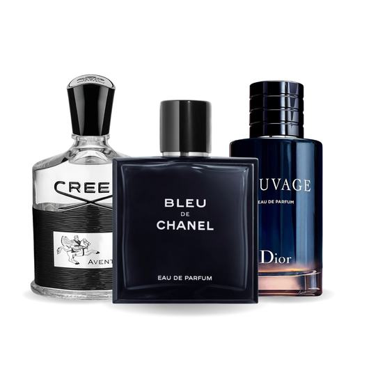 Sada 3 vůní Creed AVENTUS, BLEU DE CHANEL a Dior SAUVAGE 100 ml