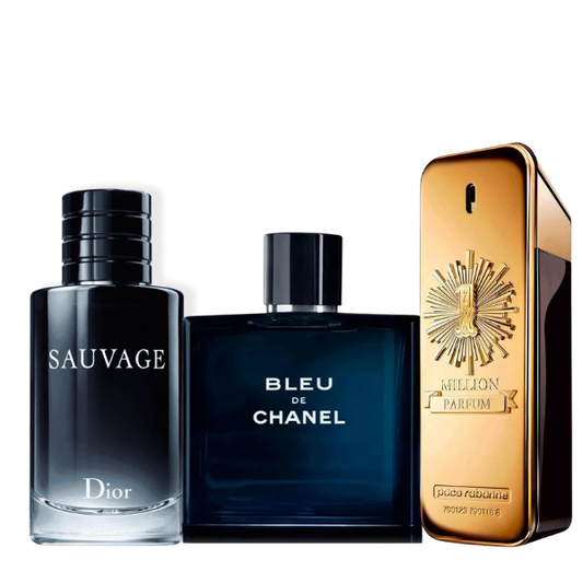 Sada 3 parfémů – Sauvage, Bleu de Chanel, 1 Million 100ml